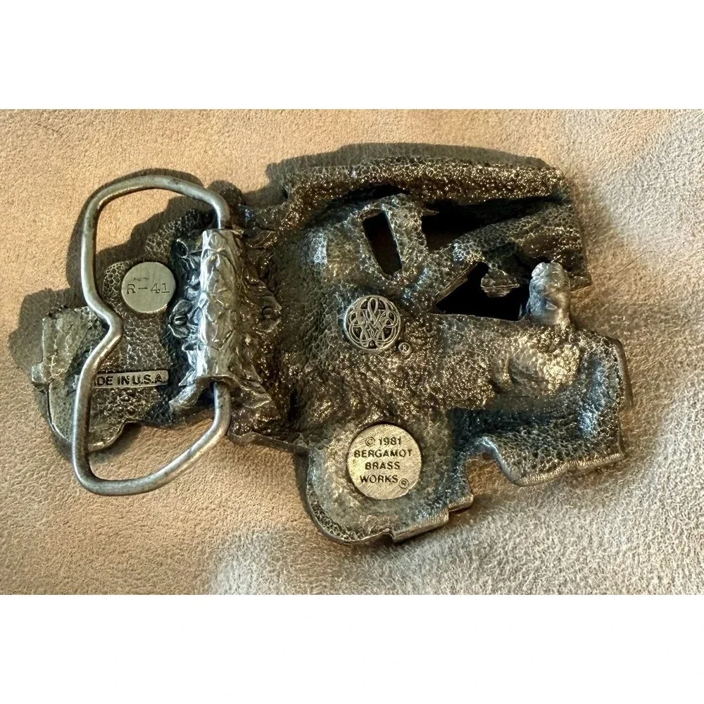 1981 Tow Truck Belt Buckle Pewter Bergamot Brass Works Vintage USA  R 41